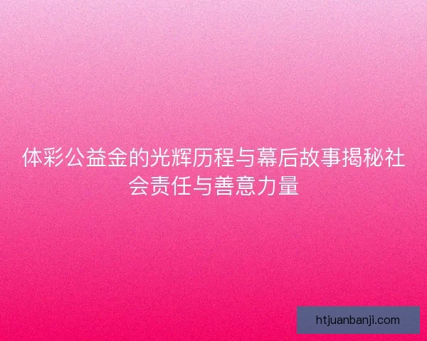 体彩公益金的光辉历程与幕后故事揭秘社会责任与善意力量