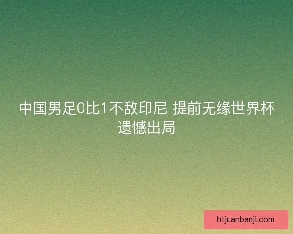 中国男足0比1不敌印尼 提前无缘世界杯遗憾出局